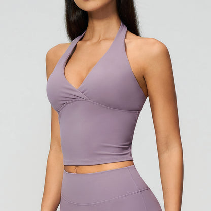 Halter Neck Padded Sports Tank Top