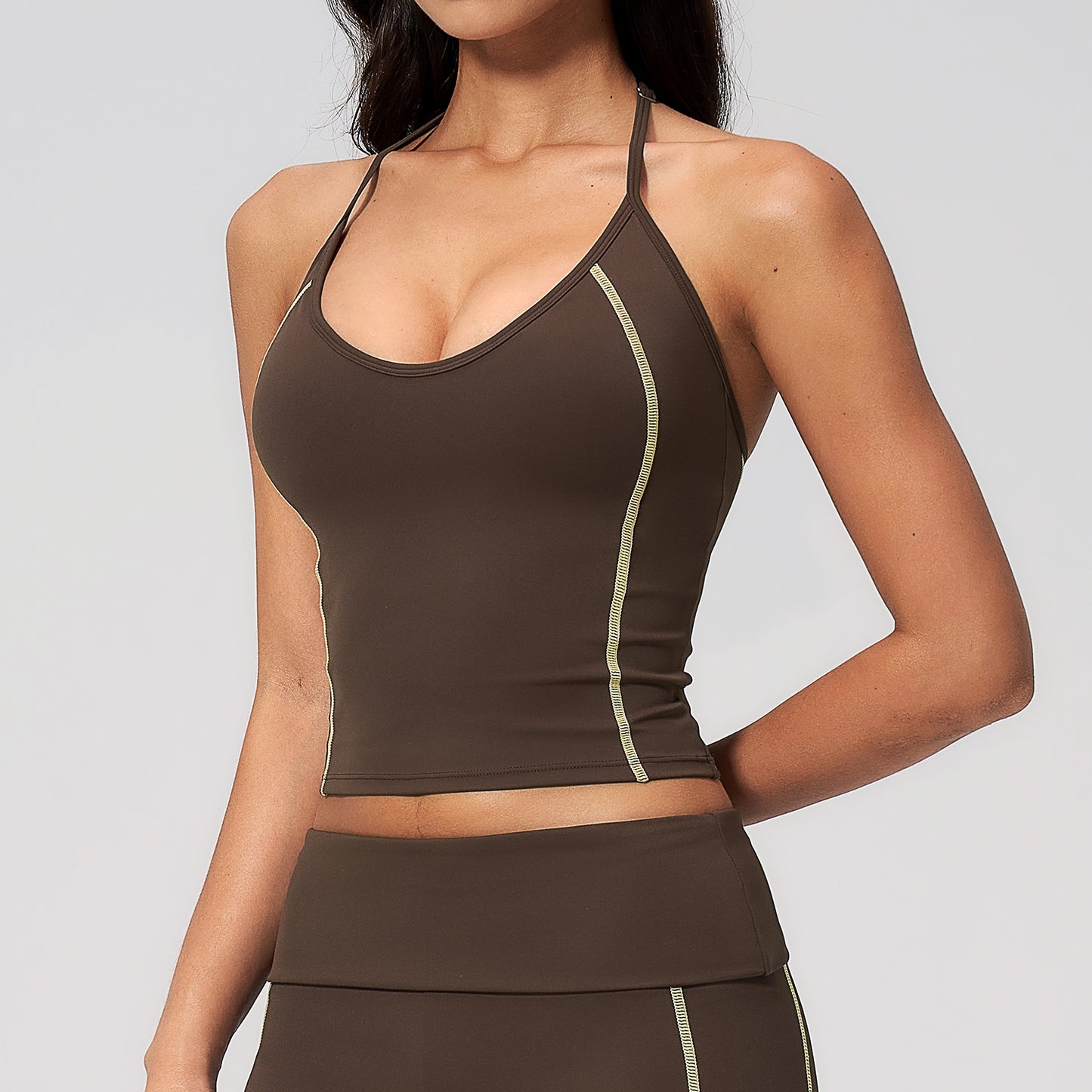 Halter Neck Color-Block Sports Tank Top