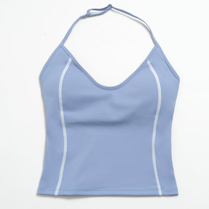 Halter Neck Color-Block Sports Tank Top