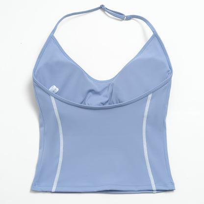 Halter Neck Color-Block Sports Tank Top
