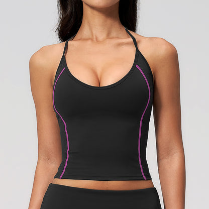 Halter Neck Color-Block Sports Tank Top