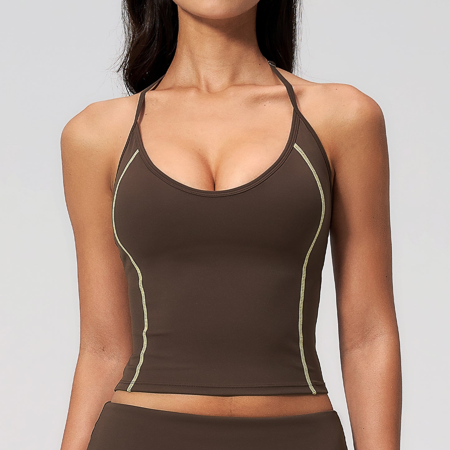 Halter Neck Color-Block Sports Tank Top