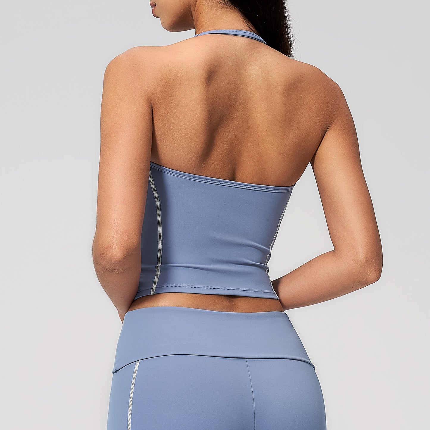 Halter Neck Color-Block Sports Tank Top