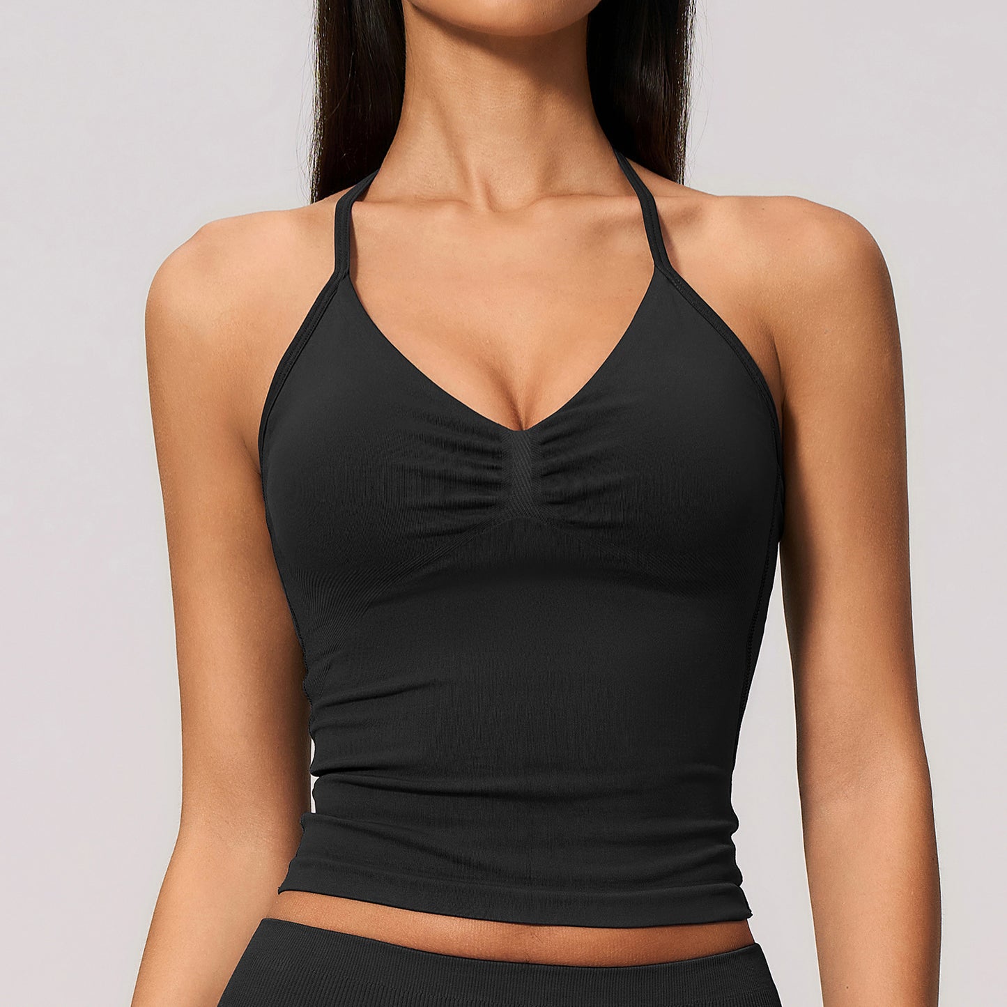 Seamless Halter V Neck Tank Top