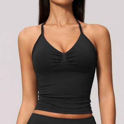 Seamless Halter V Neck Tank Top