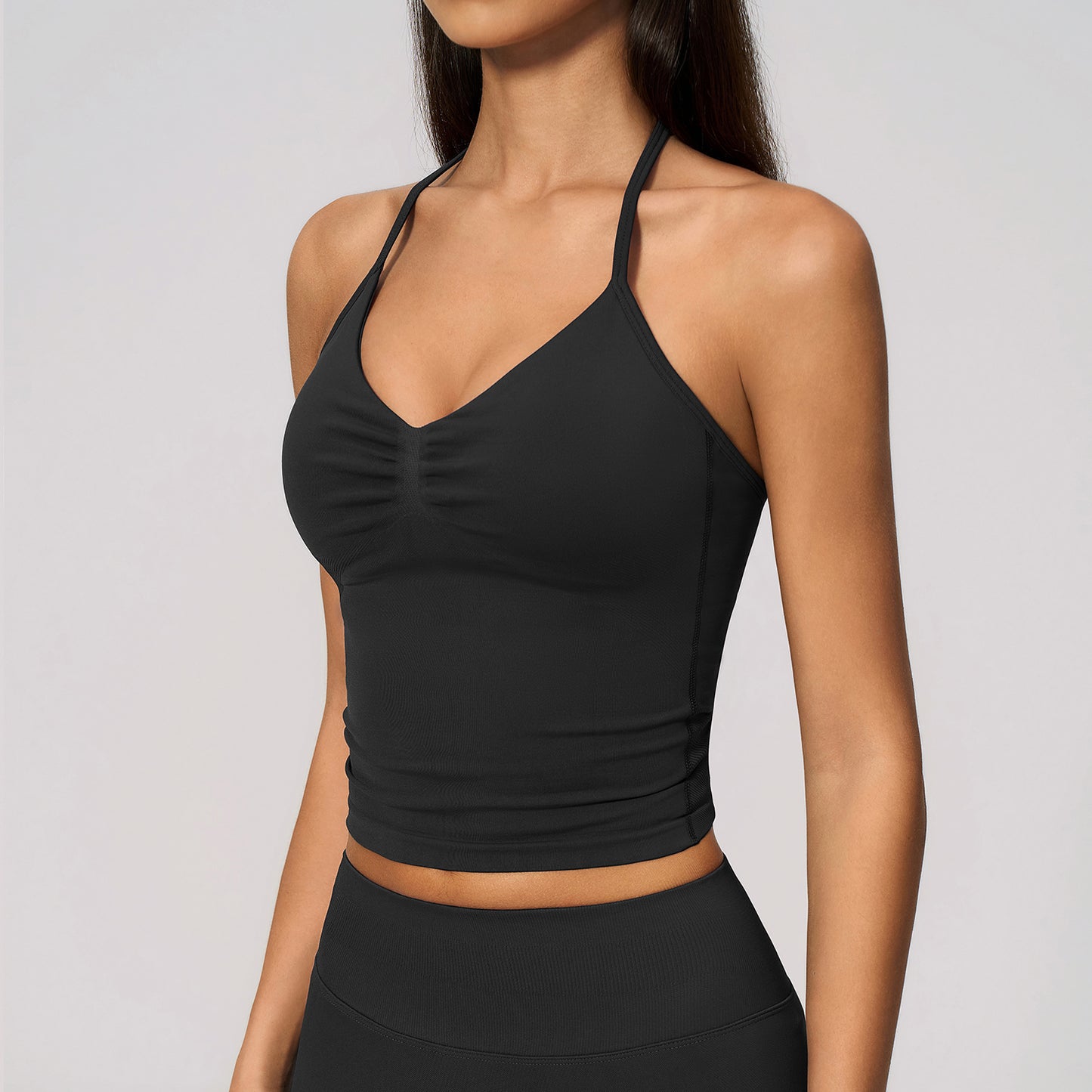 Seamless Halter V Neck Tank Top