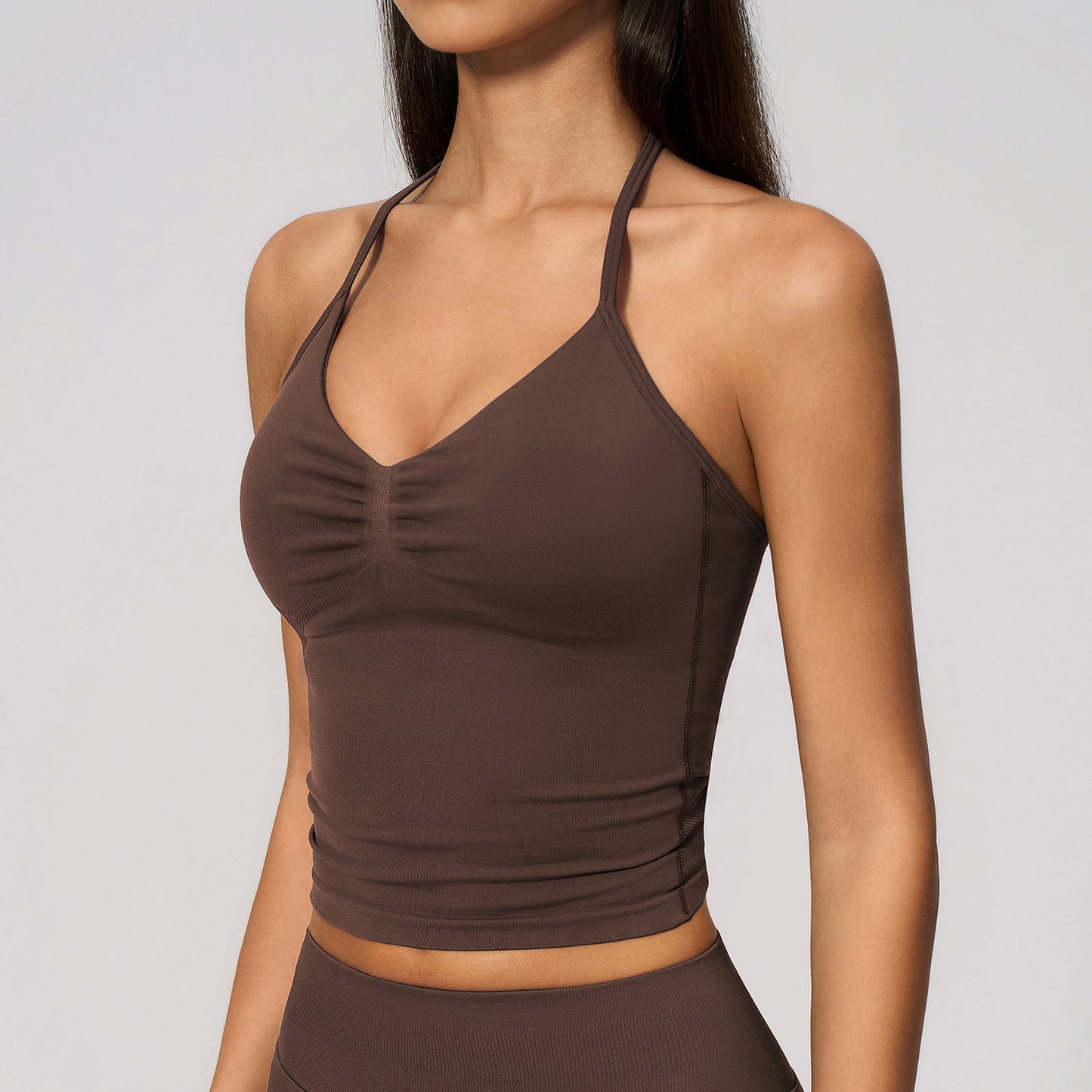 Seamless Halter V Neck Tank Top