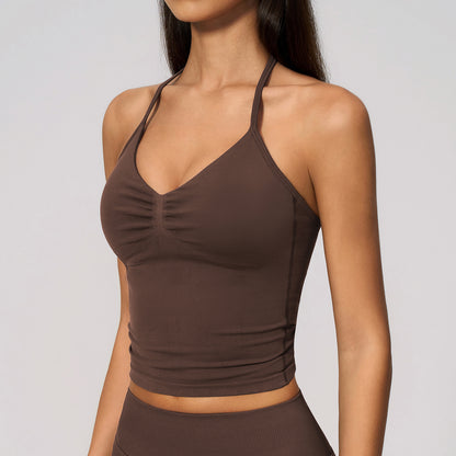 Seamless Halter V Neck Tank Top