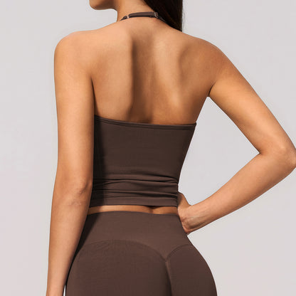 Seamless Halter V Neck Tank Top