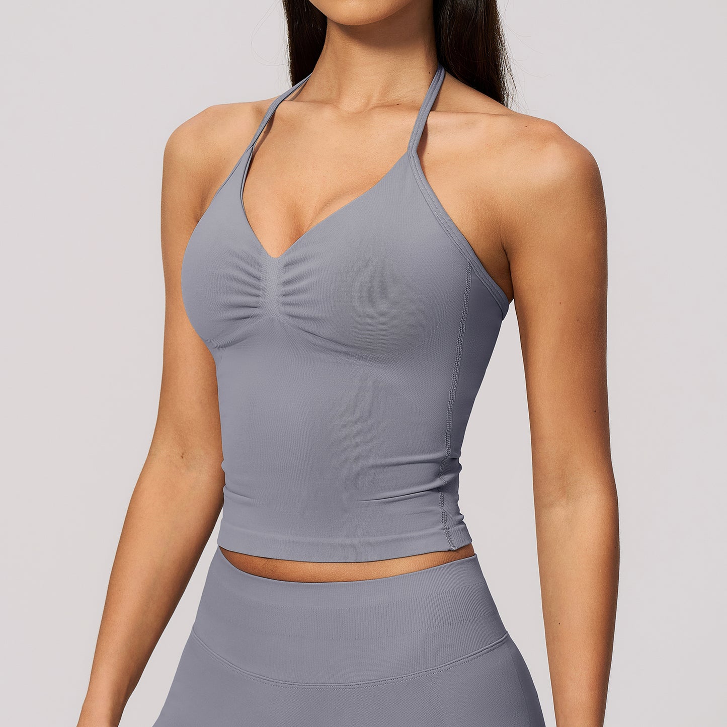 Seamless Halter V Neck Tank Top
