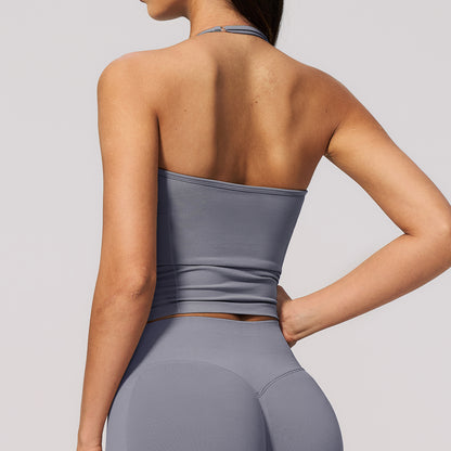 Seamless Halter V Neck Tank Top