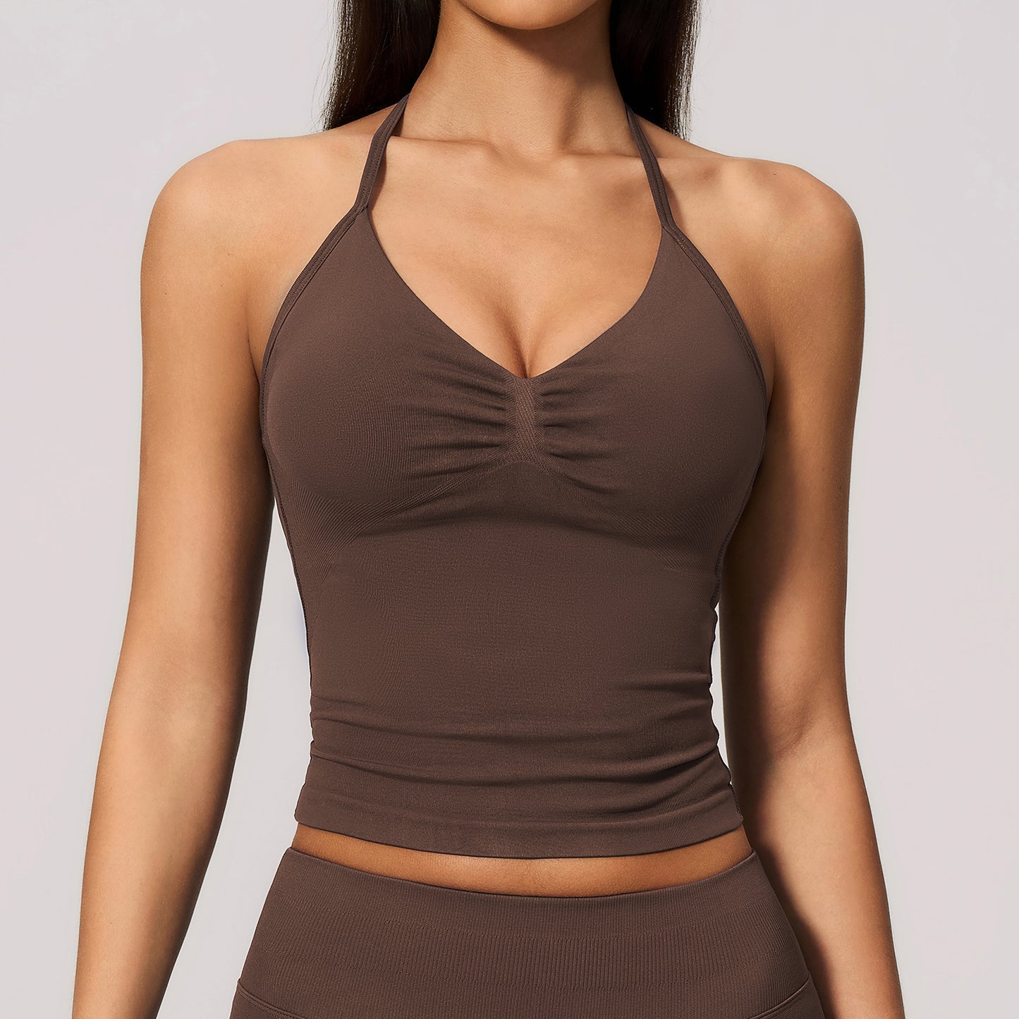 Seamless Halter V Neck Tank Top