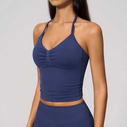 Seamless Halter V Neck Tank Top