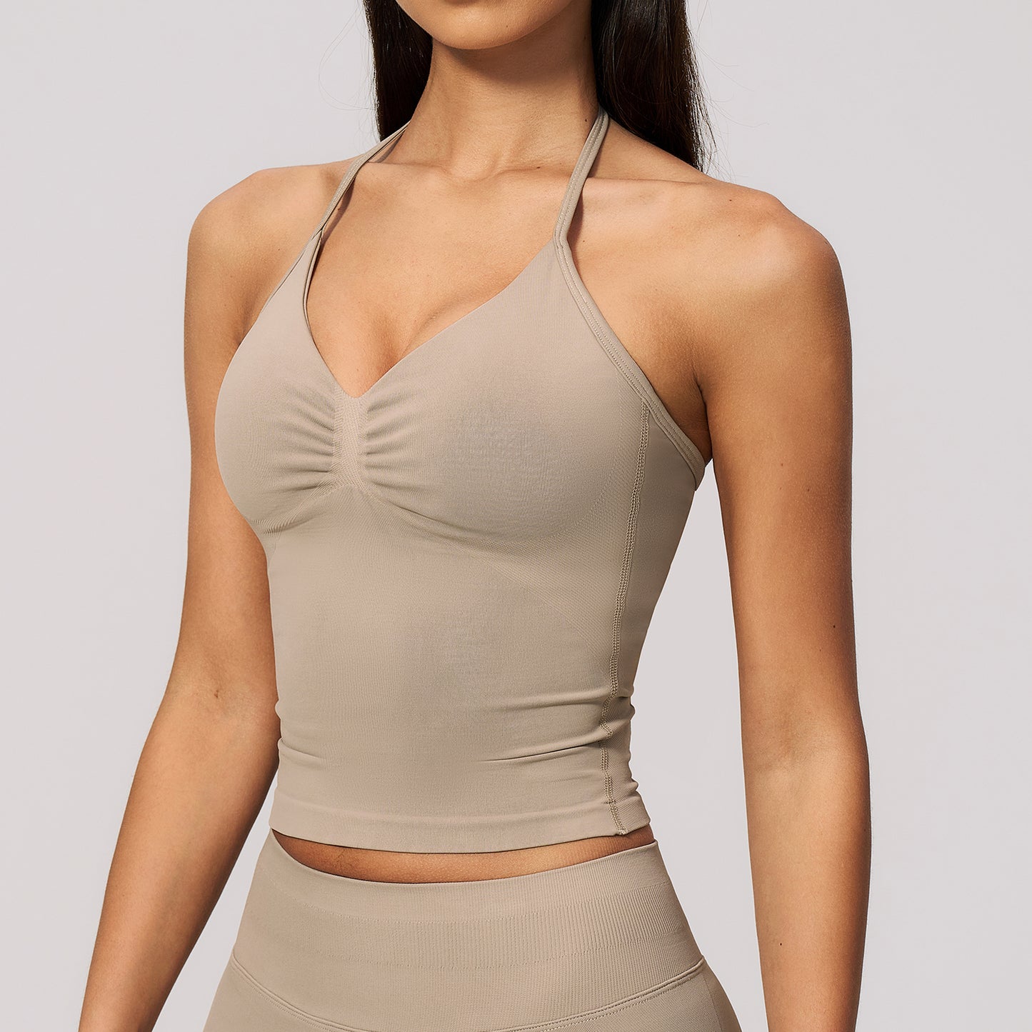 Seamless Halter V Neck Tank Top