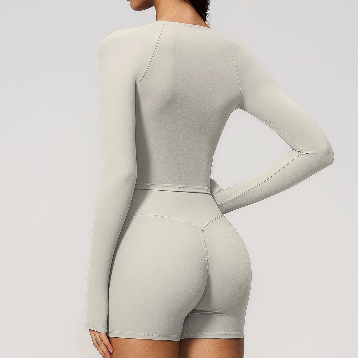Deep V Long Sleeve Cropped Gym Top