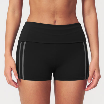 Striped Color-Block Foldover Waist Shorts