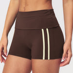 Striped Color-Block Foldover Waist Shorts