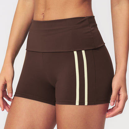 Striped Color-Block Foldover Waist Shorts