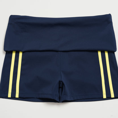 Striped Color-Block Foldover Waist Shorts