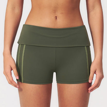 Striped Color-Block Foldover Waist Shorts