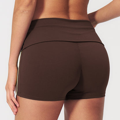 Striped Color-Block Foldover Waist Shorts