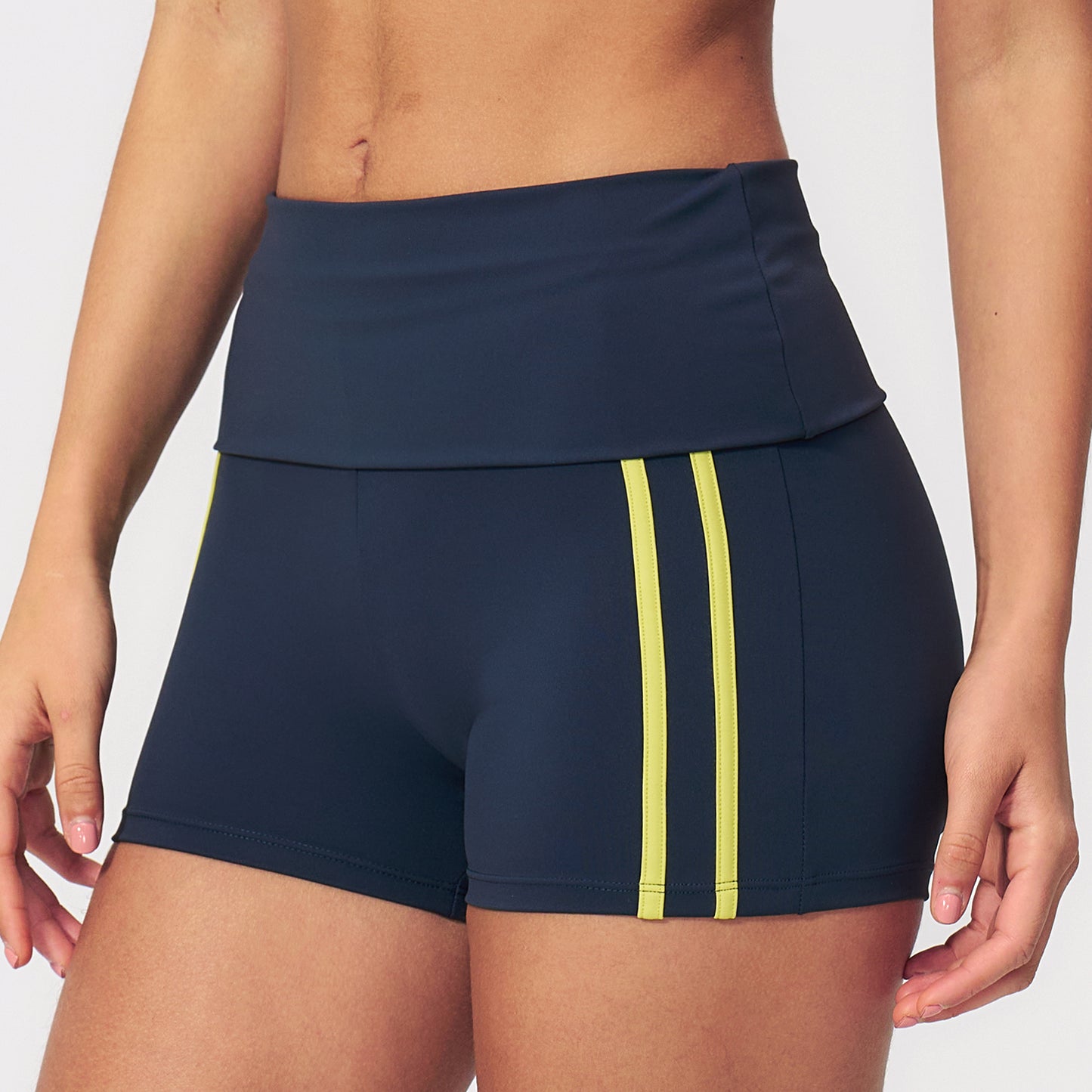 Striped Color-Block Foldover Waist Shorts