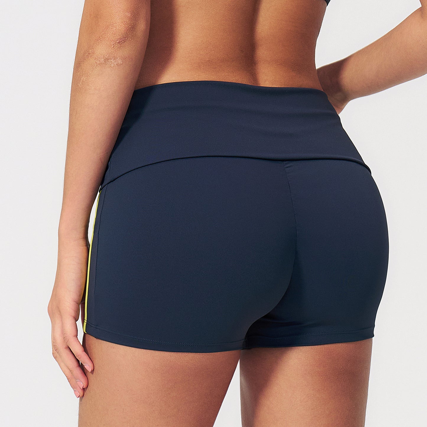 Striped Color-Block Foldover Waist Shorts