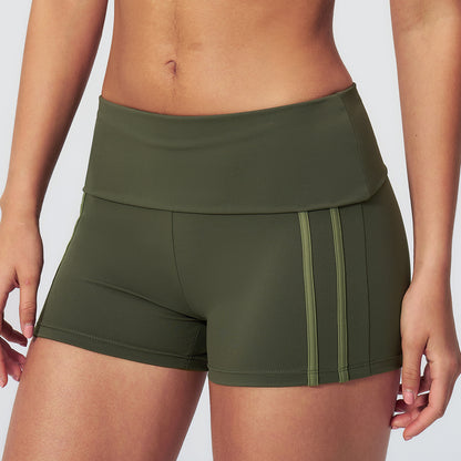 Striped Color-Block Foldover Waist Shorts