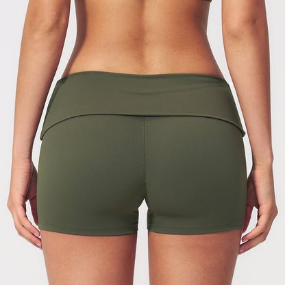 Striped Color-Block Foldover Waist Shorts