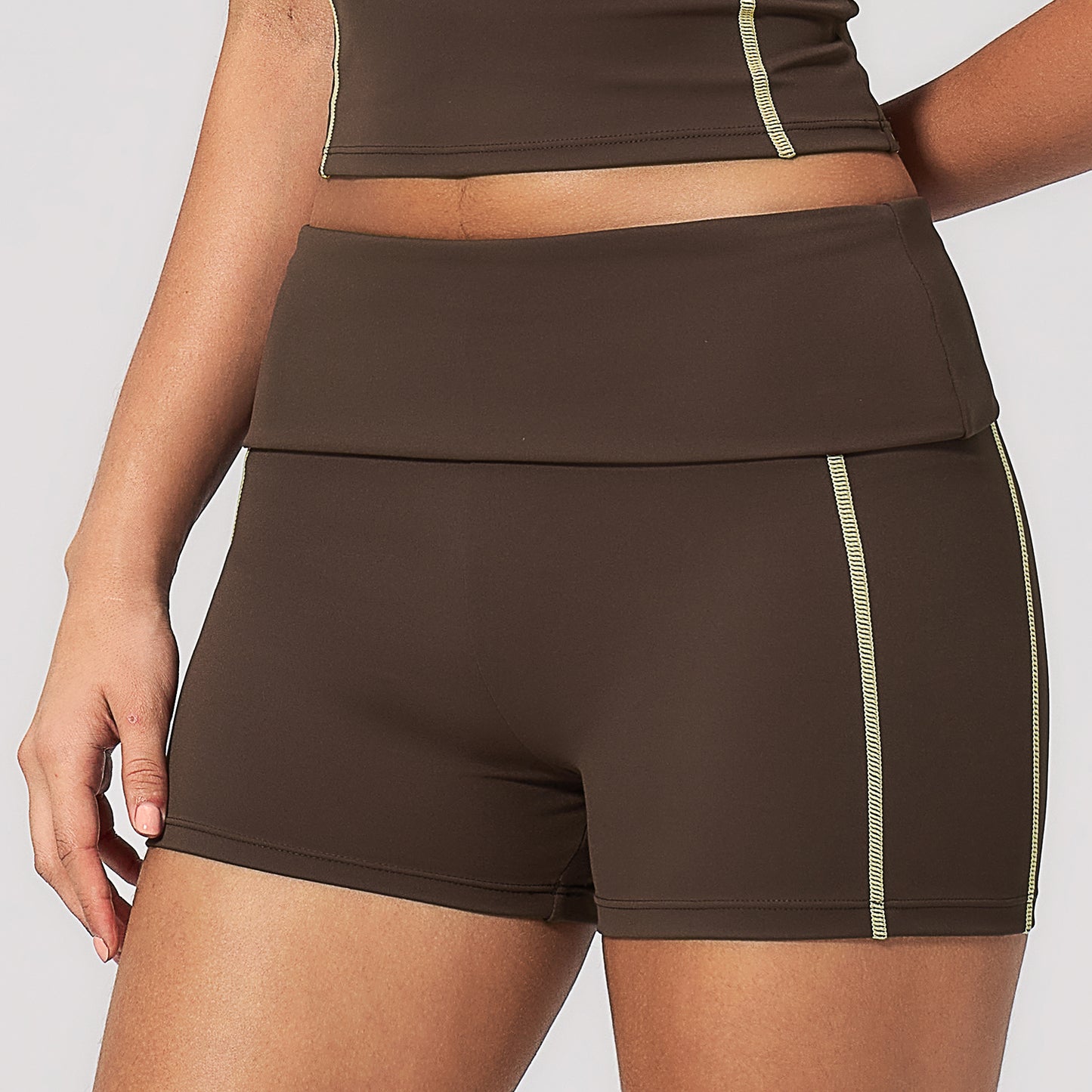 Color-Block Foldable Waist Gym Shorts