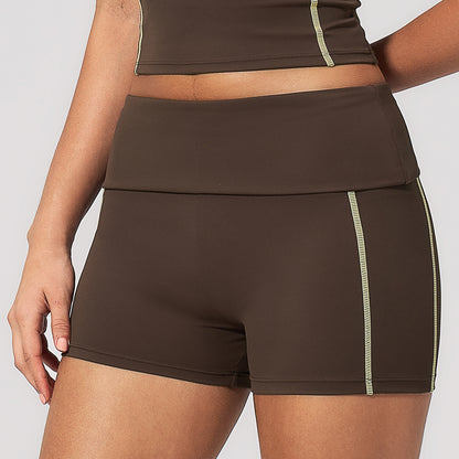 Color-Block Foldable Waist Gym Shorts