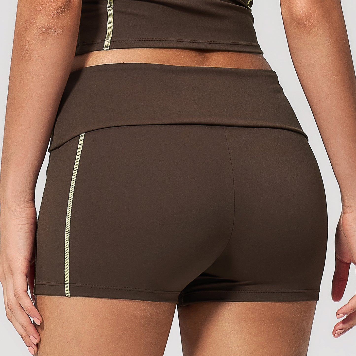 Color-Block Foldable Waist Gym Shorts