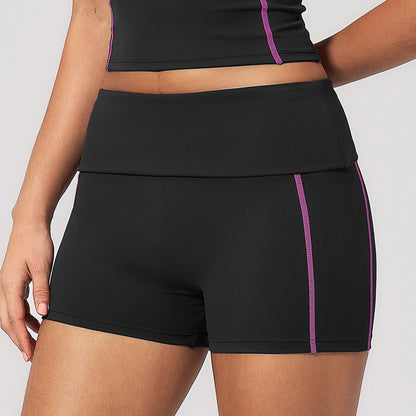 Color-Block Foldable Waist Gym Shorts