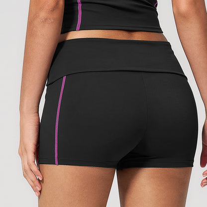 Color-Block Foldable Waist Gym Shorts