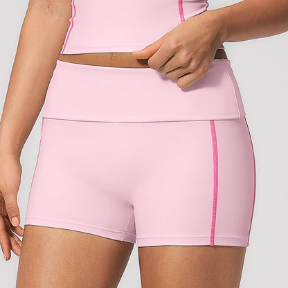 Color-Block Foldable Waist Gym Shorts