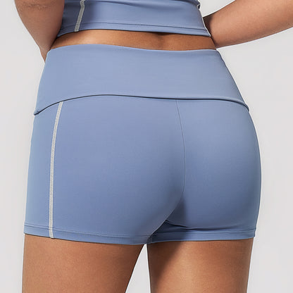 Color-Block Foldable Waist Gym Shorts