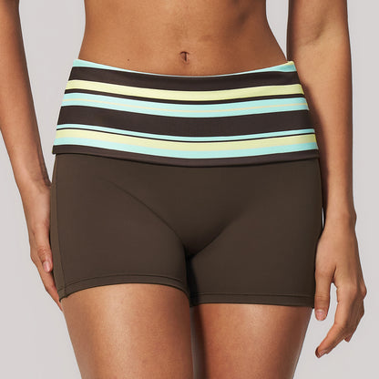 Contrast Foldover Waist Sculpting Shorts
