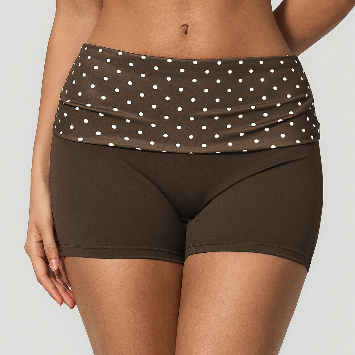 Contrast Foldover Waist Sculpting Shorts