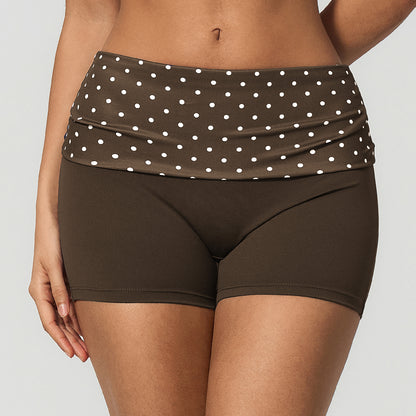 Contrast Foldover Waist Sculpting Shorts