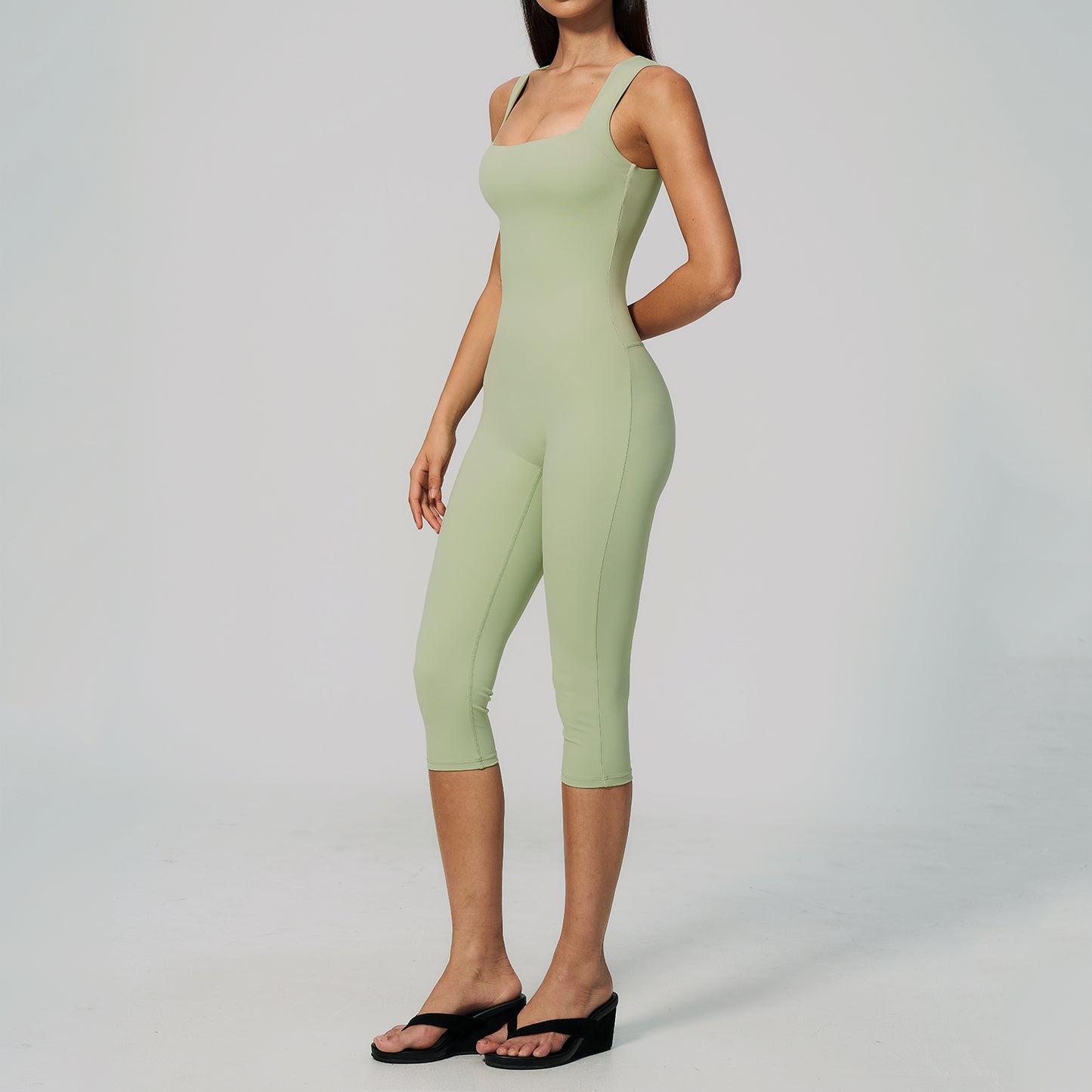 Square-Neck Padded One-Piece Bodysuit