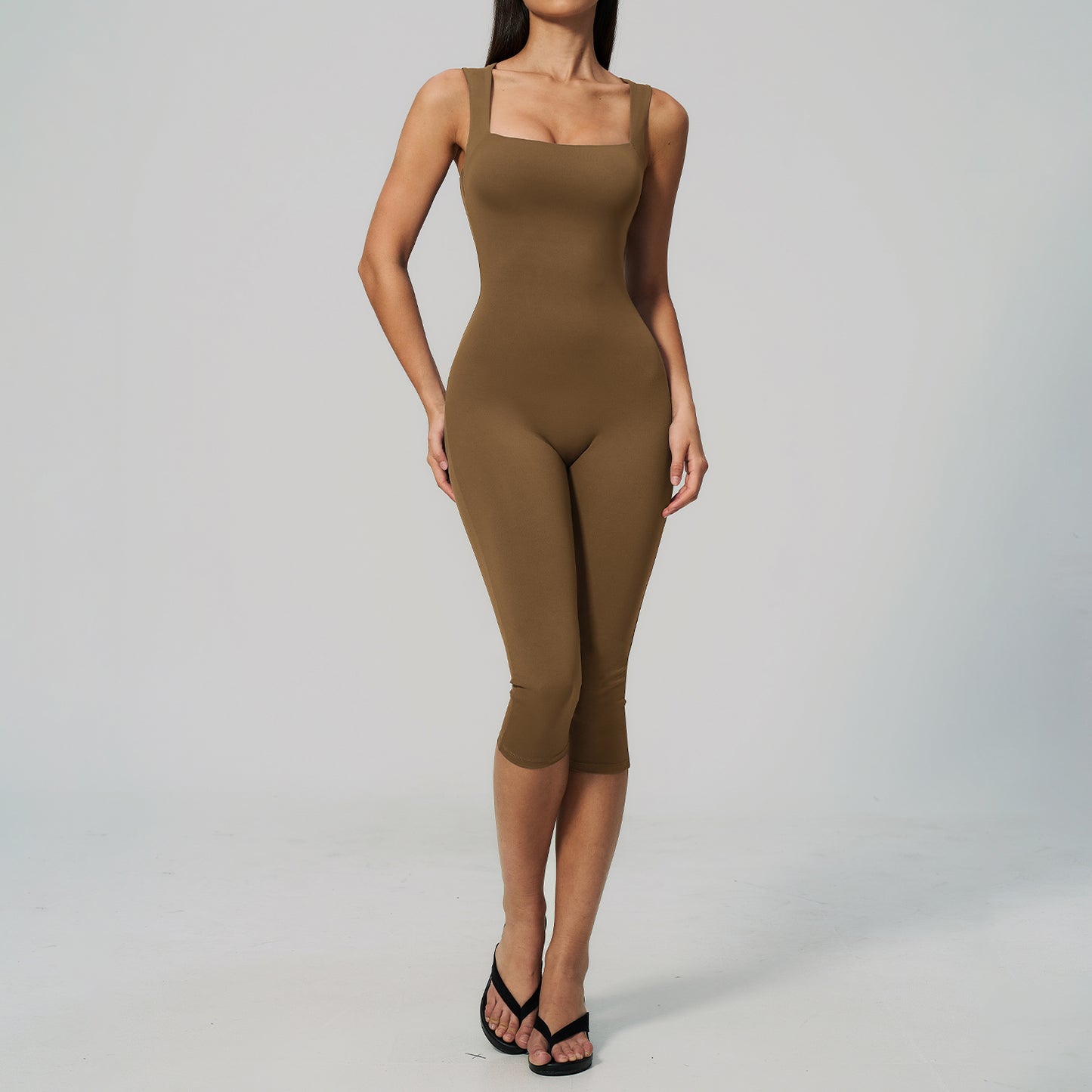 Square-Neck Padded One-Piece Bodysuit