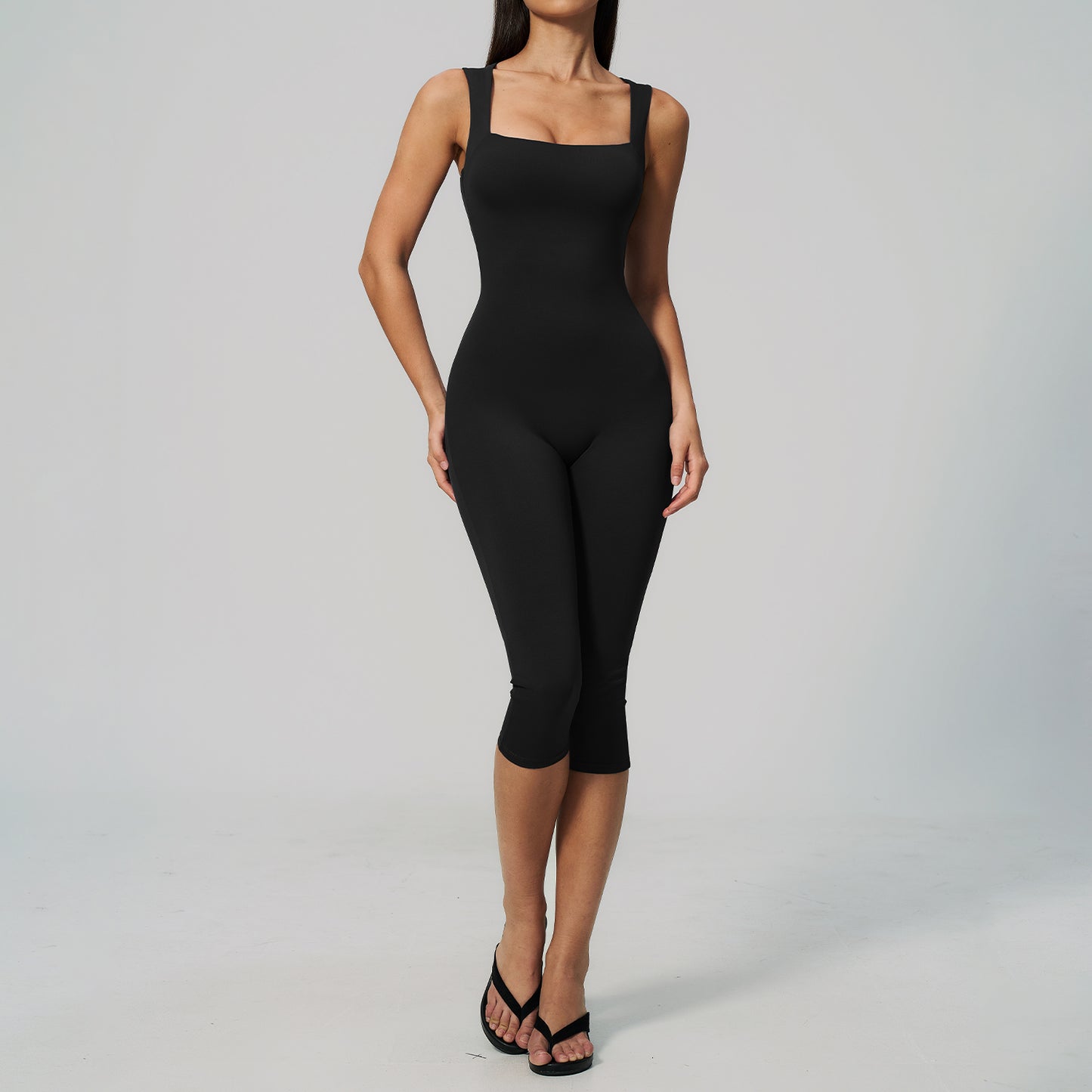 Square-Neck Padded One-Piece Bodysuit