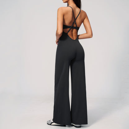 Cross Back Wide Leg Jumpsuit