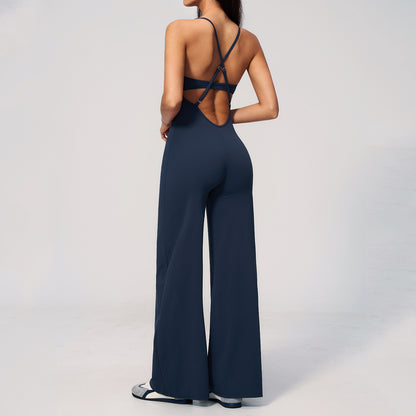 Cross Back Wide Leg Jumpsuit