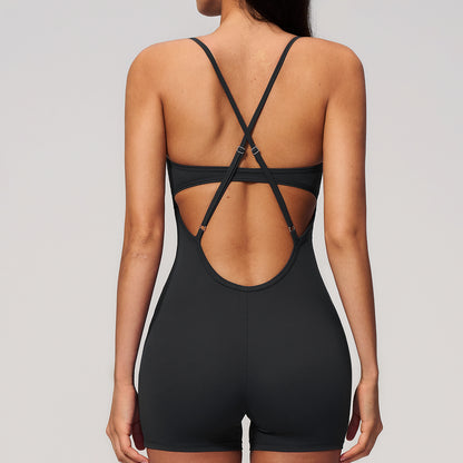 Cross Back Strappy One Piece Bodysuit