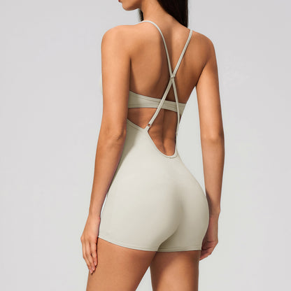 Cross Back Strappy One Piece Bodysuit