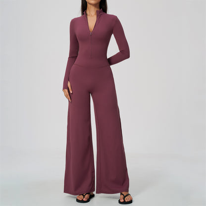 Long Sleeve Zip-Up Wide Leg Jumpsuit