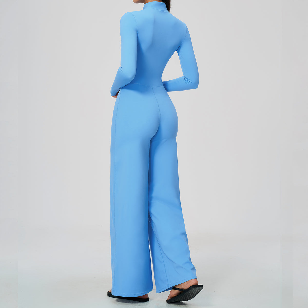 Long Sleeve Zip-Up Wide Leg Jumpsuit