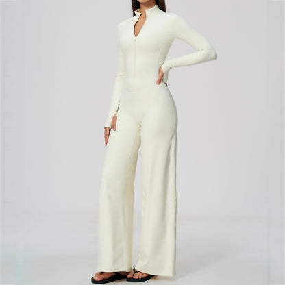 Long Sleeve Zip-Up Wide Leg Jumpsuit