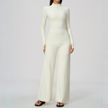 Long Sleeve Zip-Up Wide Leg Jumpsuit